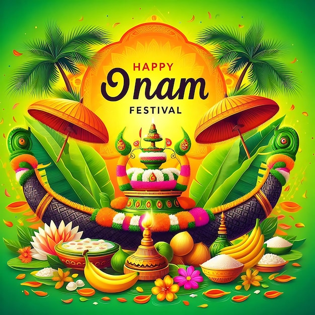 Realistic background for onam celebration