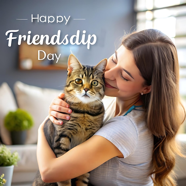 A realistic beautiful cat concept friendship day