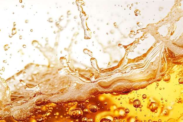 Realistic Beer Splash on a White Background in 16K HDR