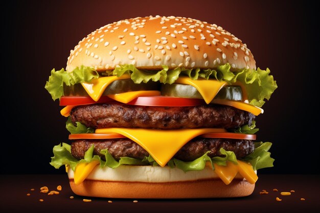 Realistic big hamburger on white background