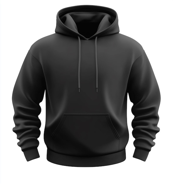 Photo realistic black hoodie mockup featuring a model for apparel branding and fashion design