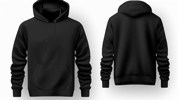 Realistic Black Hoodie Mockup Long Sleeve Design