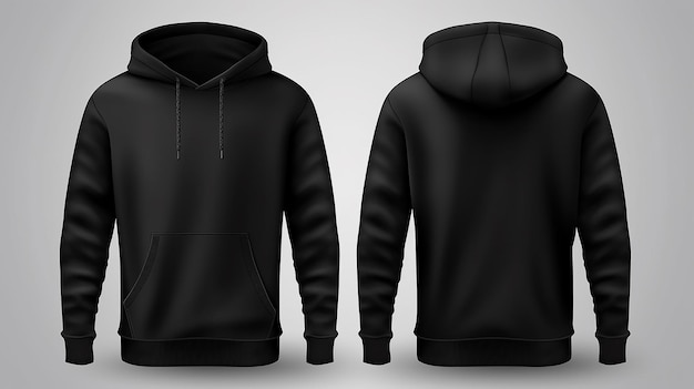 Realistic Black Hoodie Mockup Long Sleeve Design