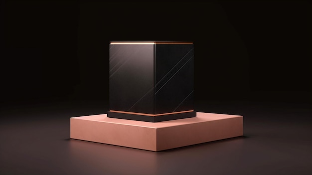 realistic black podium for product display