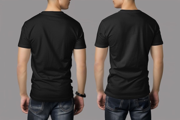 Realistic Black TShirt Detailed Cotton Tee Isolated on Transparent Background