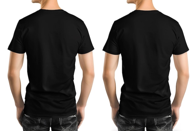 Realistic Black TShirt Detailed Cotton Tee Isolated on Transparent Background