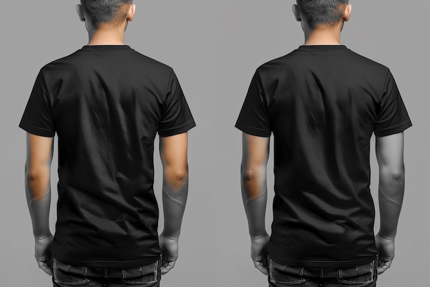 Realistic Black TShirt Detailed Cotton Tee Isolated on Transparent Background