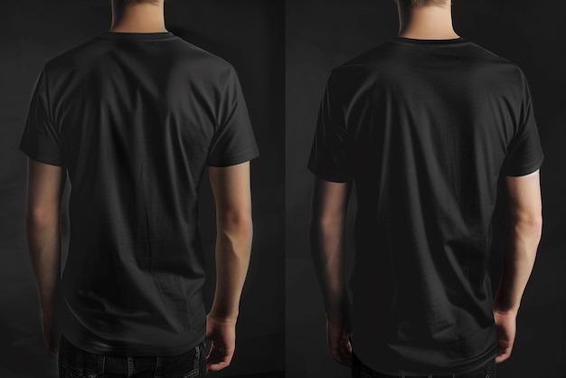 Realistic Black TShirt Detailed Cotton Tee Isolated on Transparent Background