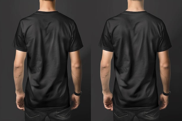 Realistic Black TShirt Detailed Cotton Tee Isolated on Transparent Background