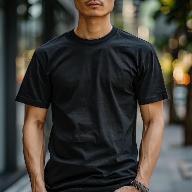 Realistic Black TShirt Mockup for Displaying Custom Designs and Branding Opportunities