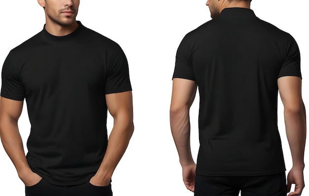 Realistic Black TShirt Template on Male Model