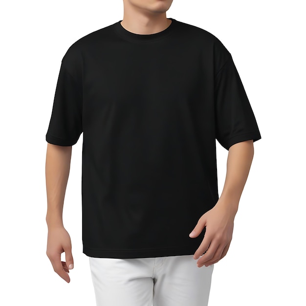 Realistic Black TShirt Template on Male Model