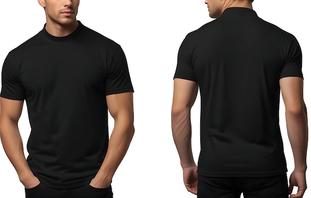 Realistic Black TShirt Template on Male Model