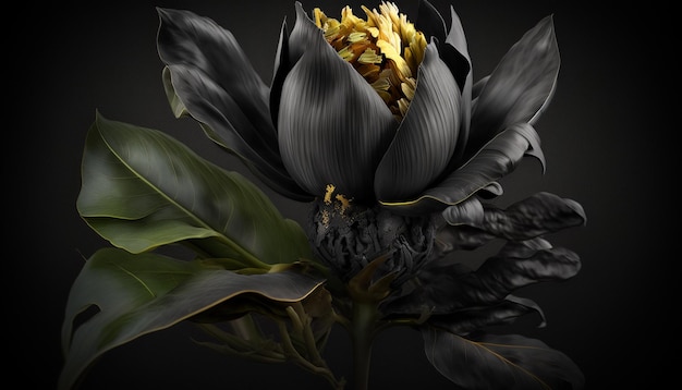 Realistic Black Turmeric Flower Generative AI