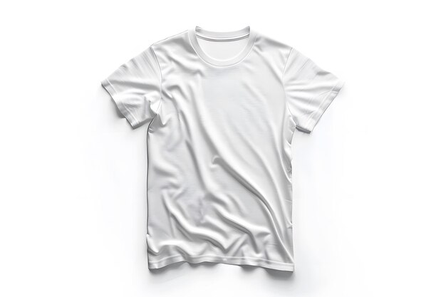 Photo realistic blank tshirt with clear fabric texture mockup isolated on white background