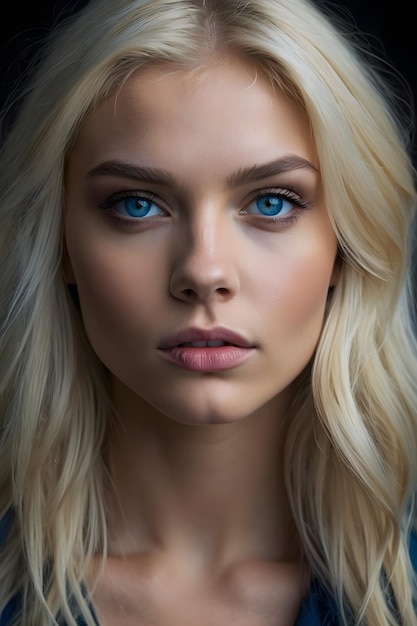 Realistic Blonde Girl Model Posing with Elegance