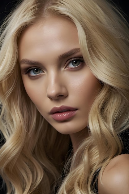 Realistic Blonde Girl Model Posing with Elegance