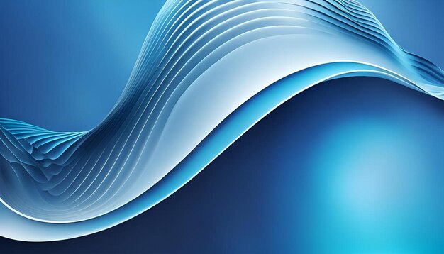 Realistic blue background with abstract 3d wave shape