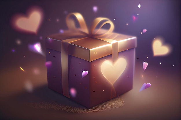 realistic blurry congratulation background with gift boxes and stunning light, creative ai