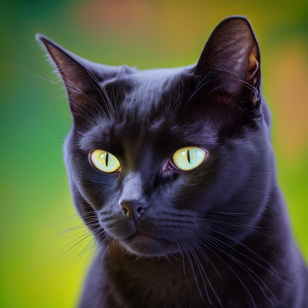 Realistic bombay cat on ravishing natural outdoor background