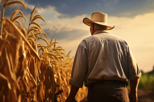 Realistic candid photo profile view a photo of in a farm a farmer is cultivating their land with their diligence and patience leading to a bountiful harvest high glossy photography clean sharp focus