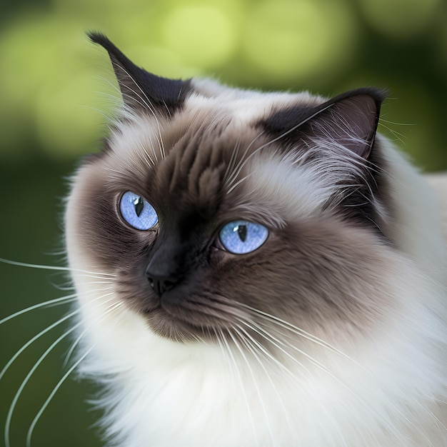 Realistic cat on birman ravishing natural outdoor background