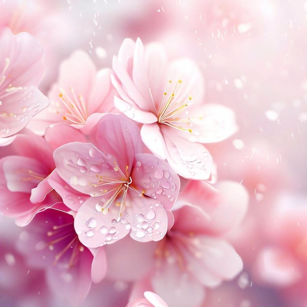 Realistic cherry blossom background and beautiful pink sakura flowers