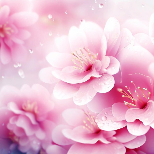 Realistic cherry blossom background and beautiful pink sakura flowers