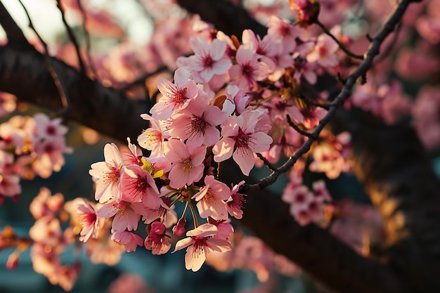 Realistic cherry blossom background High Quality Pink Petals Floral Art Cherry Blooms Scenery Japane