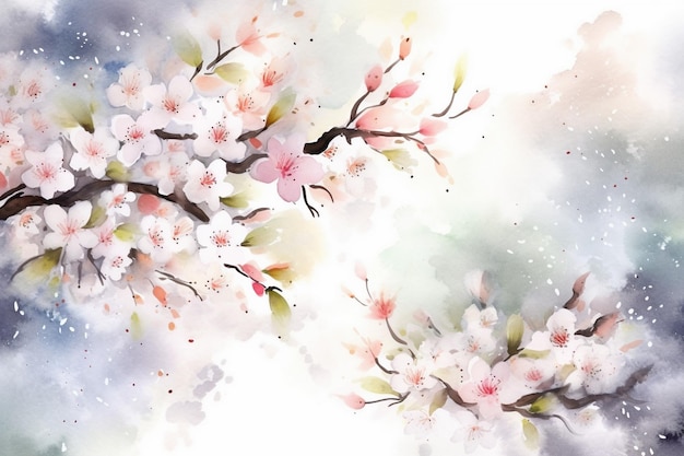 Realistic cherry blossom background High Quality Pink Petals Floral Art Cherry Blooms Scenery Japane