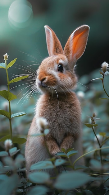 Photo realistic chinese style rabbit with particle effects in 4k