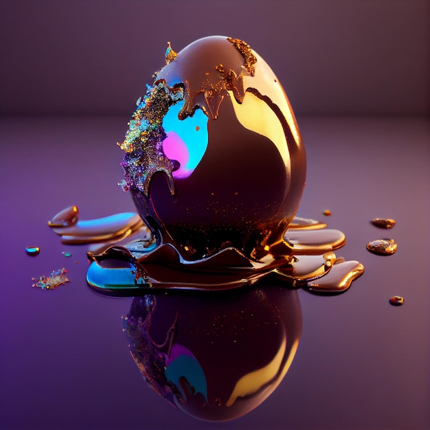 realistic chocolate eggs glitter glossy reflecting Studio