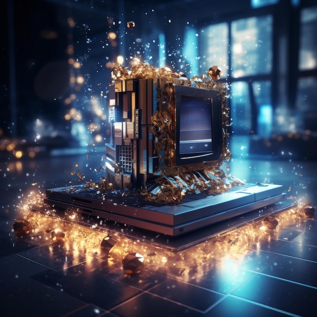 Photo realistic christmas and new year technology background