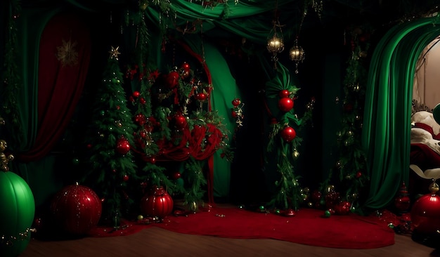 realistic Christmas realistic green and red