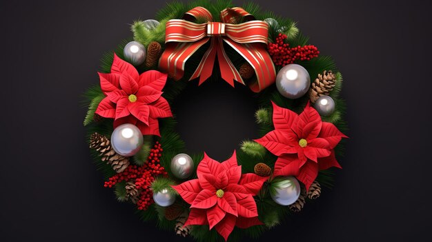 Realistic christmas wreath concept Generative Ai