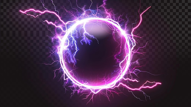 Realistic circle electric bolt energy explosion vector cartoon