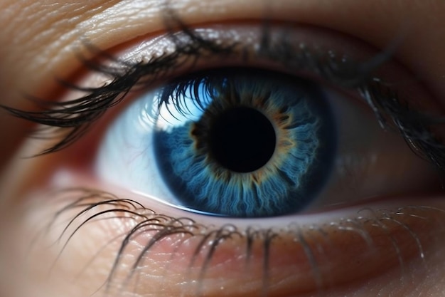 Realistic closeup of a beautiful human blue eye Generative Ai