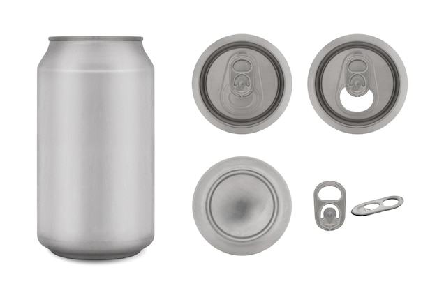 Realistic collection of aluminium can