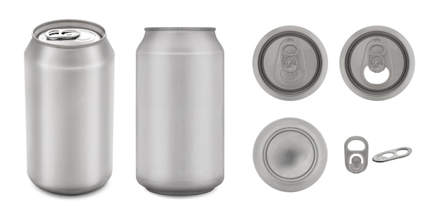 Realistic collection of aluminium can