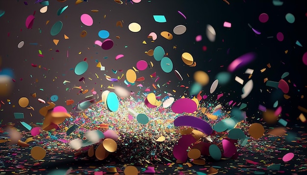 Realistic colorful celebration confetti with blurred background Generative AI