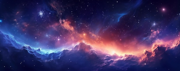 Realistic colorful cosmos with nebula and milky way Blue galaxy background