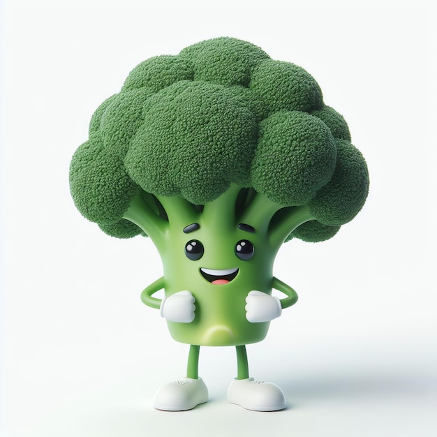 Realistic Cute Broccoli Mascot