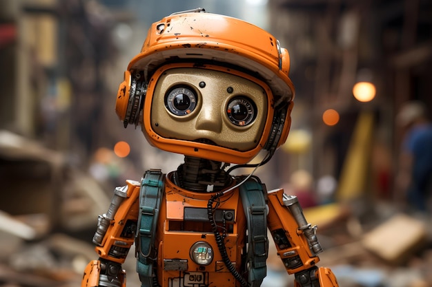 Realistic Cute Robot Construction worker