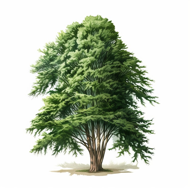 Realistic Cypress Image With Green Leaves On White Background