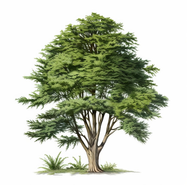 Realistic Cypress Image With Green Leaves On White Background