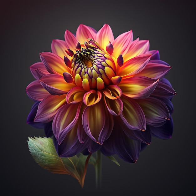 Realistic Dahlia flower isolated illustration image Ai generated art