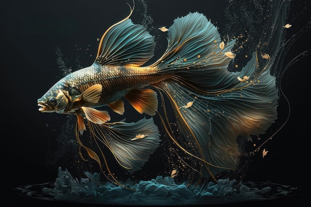 Realistic decorative fish in action AI generated