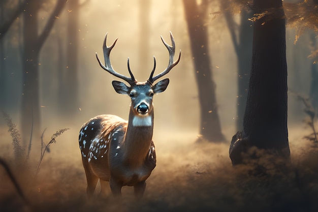 Realistic deer with nature background