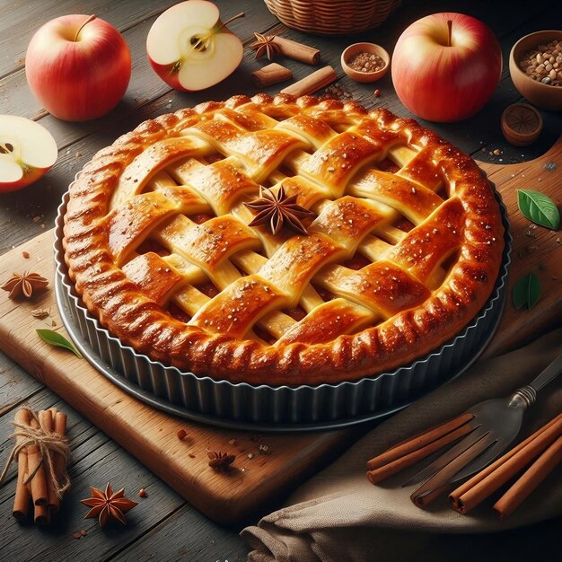 Realistic delicious Apple pie picture highquality regulation jpeg