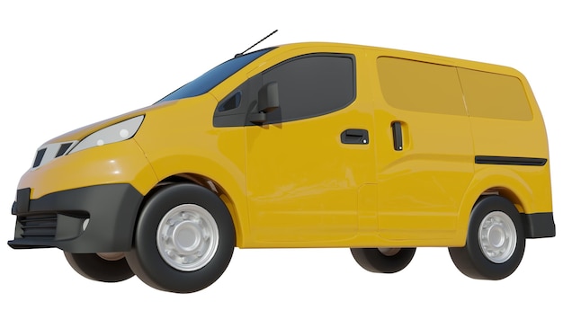 Realistic Delivery Van mockup on transparent layer for branding design and corporate identity company 3d rendering